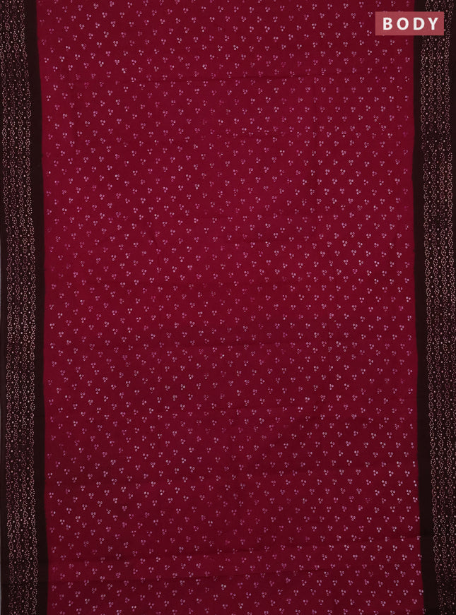 Sungudi cotton saree dark magenta pink and wine shade with allover batik butta prints and printed border