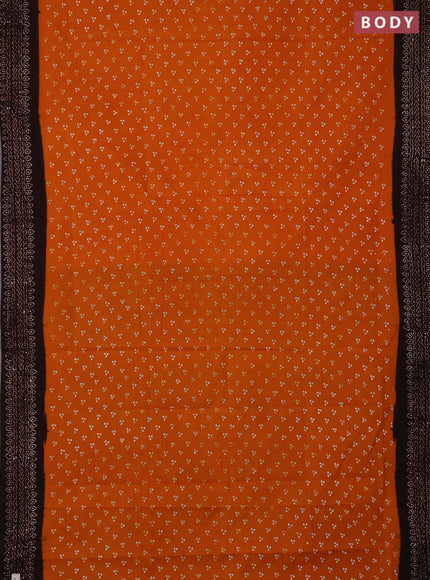 Sungudi cotton saree dark mustard and wine shade with allover batik butta prints and printed border