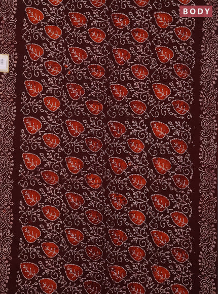 Sungudi cotton saree deep maroon with allover batik prints and printed border