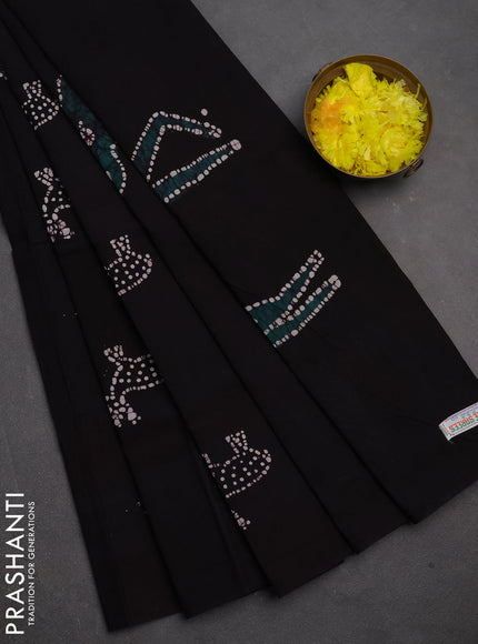 Sungudi cotton saree coffee brown with batik butta prints in borderless style