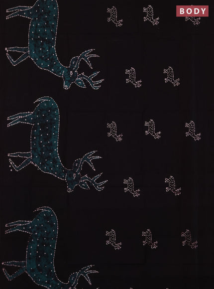 Sungudi cotton saree coffee brown with batik butta prints in borderless style