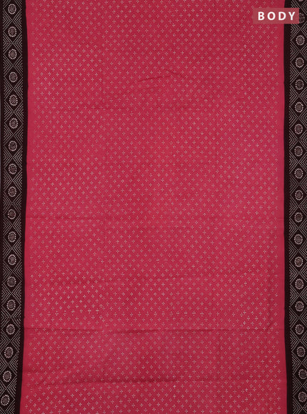 Sungudi cotton saree pink and coffee brown with allover batik butta prints and printed border