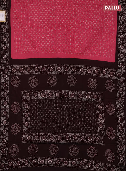 Sungudi cotton saree pink and coffee brown with allover batik butta prints and printed border