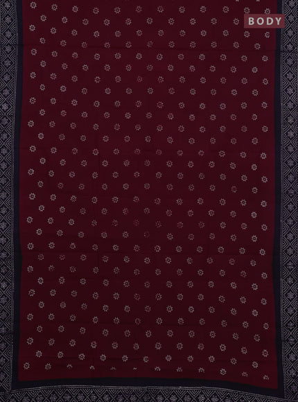 Sungudi cotton saree maroon and violet with allover batik butta prints and printed border