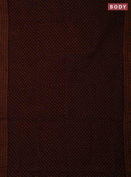 Sungudi cotton saree coffee brown with allover batik butta prints and printed border