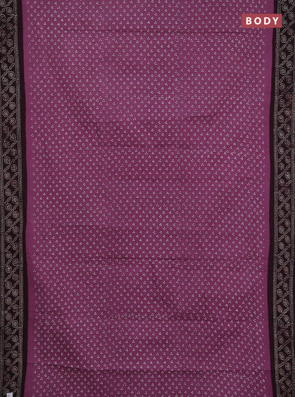 Sungudi cotton saree mauve pink and wine with allover batik butta prints and printed border