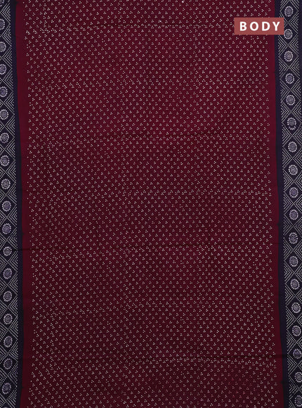 Sungudi cotton saree maroon and violet with allover batik butta prints and printed border