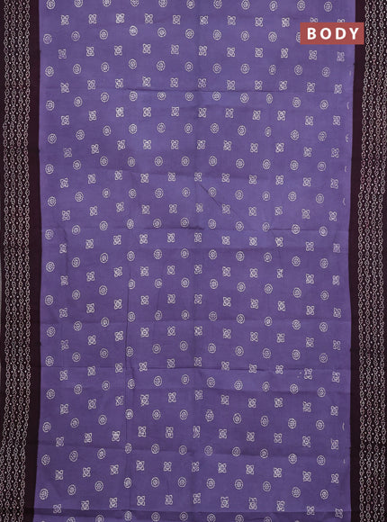 Sungudi cotton saree light pastel purpel and coffee brown with allover batik butta prints and printed border