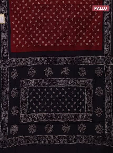 Sungudi cotton saree deep wine shade and jamun shade with allover batik prints and printed border