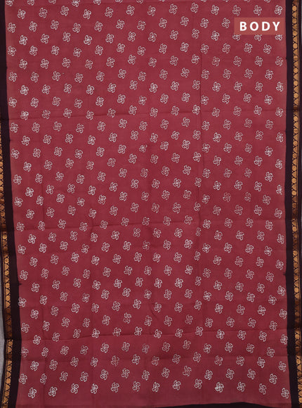 Sungudi cotton saree maroon shade and deep wine with allover batik butta prints and zari woven border