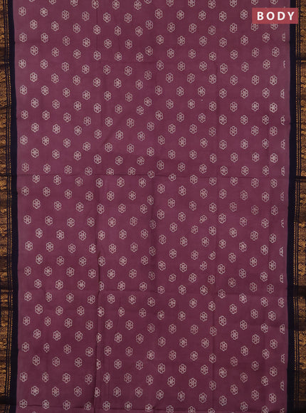 Sungudi cotton saree pastel purple and navy blue with allover batik butta prints and zari woven border