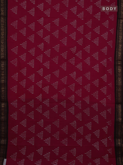 Sungudi cotton saree pink and dark coffee brown with allover batik butta prints and zari woven border