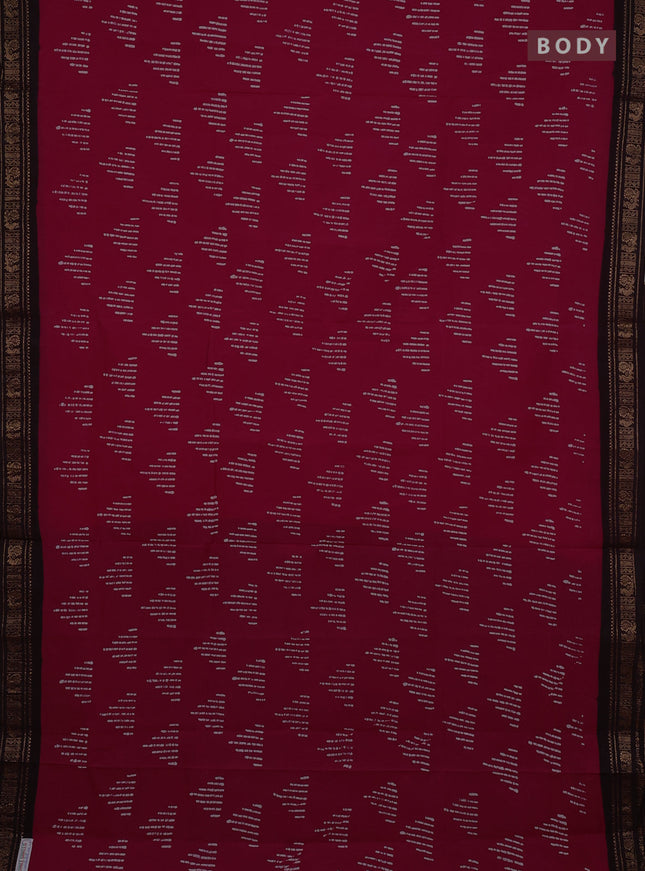 Sungudi cotton saree pink and dark coffee brown with allover batik butta prints and zari woven border