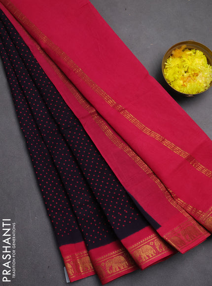 Sungudi cotton saree dark jamun and pink with allover batik butta prints and zari woven border