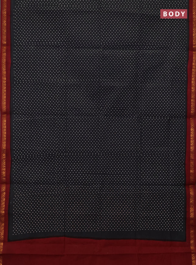 Sungudi cotton saree elephant grey and maroon with allover batik butta prints and zari woven border
