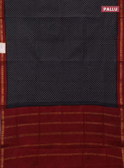 Sungudi cotton saree elephant grey and maroon with allover batik butta prints and zari woven border
