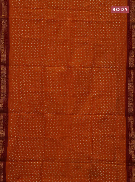 Sungudi cotton saree mustard yellow and maroon with allover batik butta prints and zari woven border