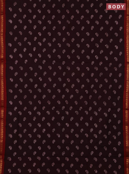Sungudi cotton saree wine and maroon with allover paisley batik butta prints and zari woven border
