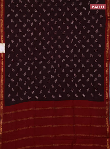 Sungudi cotton saree wine and maroon with allover paisley batik butta prints and zari woven border
