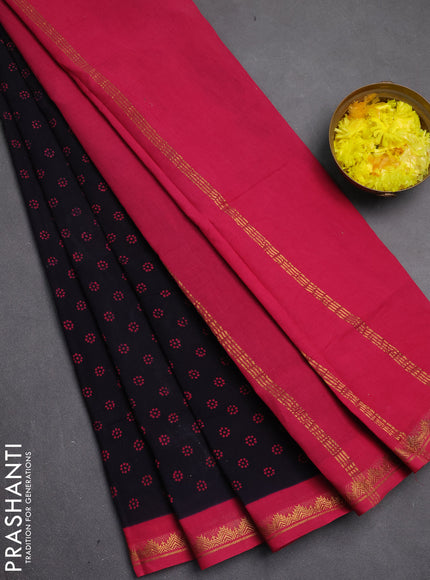 Sungudi cotton saree deep jamun and pink with allover batik butta prints and zari woven border