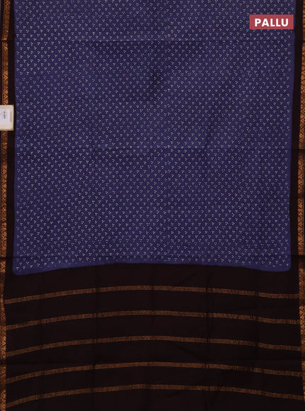 Sungudi cotton saree bluish grey and deep wine with allover batik butta prints and zari woven border