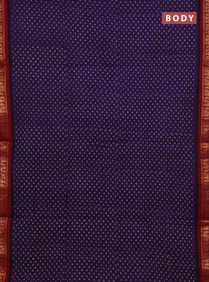 Sungudi cotton saree violet and maroon with allover batik butta prints and zari woven border