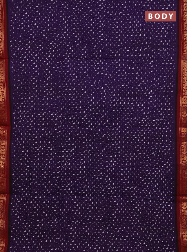 Sungudi cotton saree violet and maroon with allover batik butta prints and zari woven border