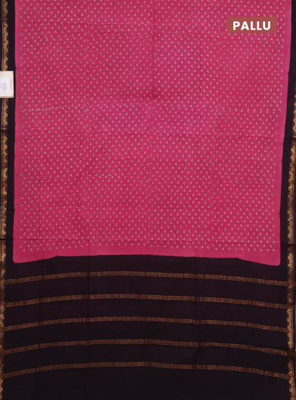 Sungudi cotton saree pink and deep wine with allover batik butta prints and zari woven border