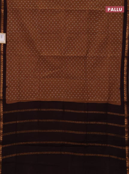 Sungudi cotton saree dark sandal and deep wine with allover batik butta prints and zari woven border