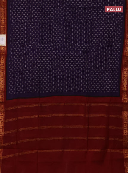 Sungudi cotton saree violet and maroon with allover batik butta prints and zari woven border