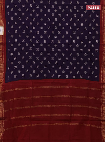 Sungudi cotton saree violet and maroon with allover batik butta prints and zari woven border