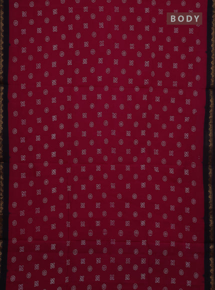 Sungudi cotton saree pink and deep jamun with allover batik butta prints and zari woven border