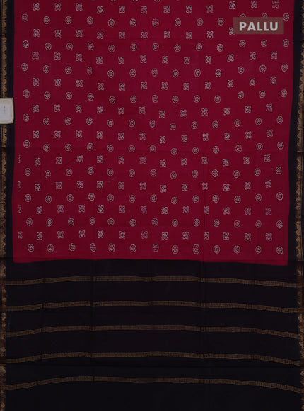 Sungudi cotton saree pink and deep jamun with allover batik butta prints and zari woven border