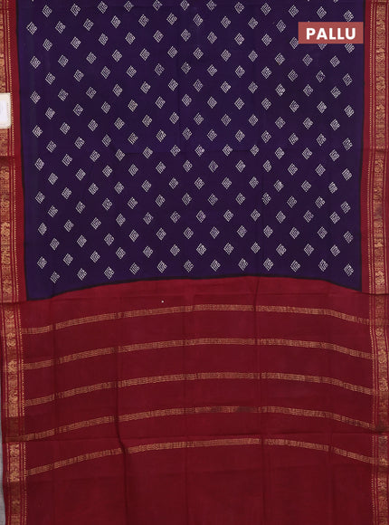 Sungudi cotton saree violet and maroon with allover batik butta prints and zari woven border