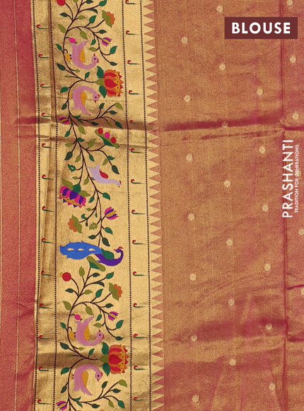 Tissue silk saree pink with allover zari woven buttas and paithani pallu & border