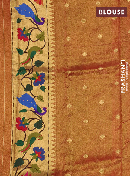 Tissue silk saree red with allover zari woven buttas and paithani pallu & border