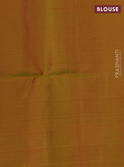 Kanchipuram soft silk saree peach pink and light green with allover zari woven buttas and zari woven border