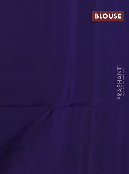 Kanchipuram soft silk saree pastel green and navy blue with allover zari woven buttas and zari woven border