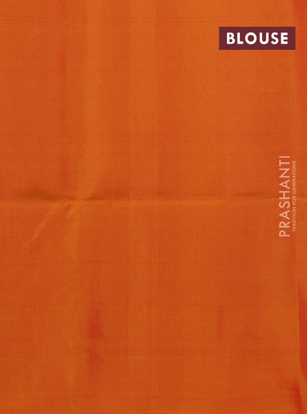 Kanchipuram soft silk saree red and sunset orange with allover zari woven buttas and zari woven border