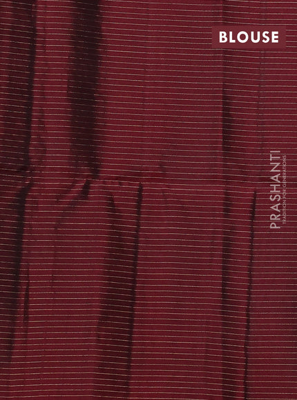Kanchipuram soft silk saree peacock green and maroon with allover zari checks & buttas and piping border