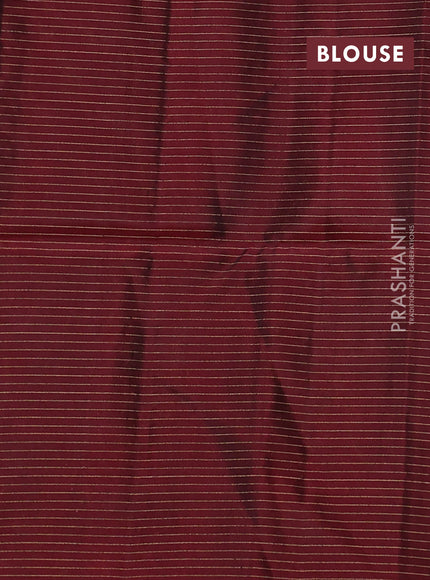 Kanchipuram soft silk saree mehendi green and maroon with allover zari checks & buttas and piping border