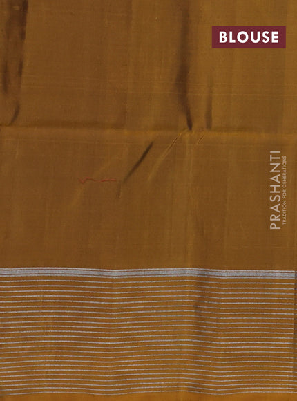 Kanchipuram soft silk saree deep maroon and dark mustard with allover zari woven buttas and zari woven butta border