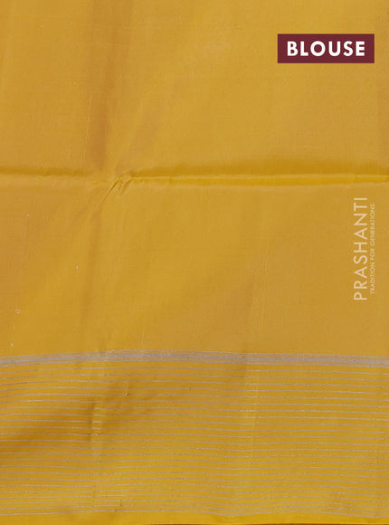 Kanchipuram soft silk saree beige and yellow with allover zari woven buttas and zari woven border