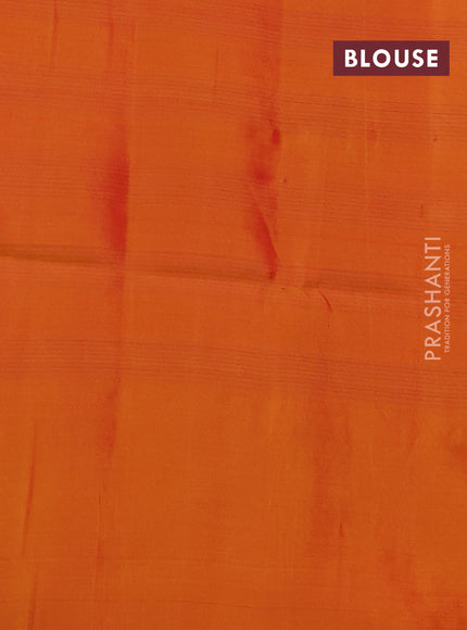 Kanchipuram soft silk saree peach pink and sunset orange with allover zari weaves & buttas and long zari woven border