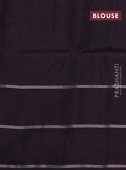 Kanchipuram soft silk saree lavender and deep wine with allover silver & gold zari weaves and long zari woven border