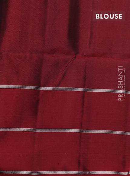Kanchipuram soft silk saree navy blue and maroon with allover silver & gold zari weaves and long zari woven butta border