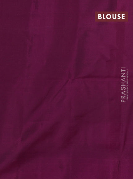 Kanchipuram soft silk saree green and magenta pink with allover zari woven buttas and long zari woven border