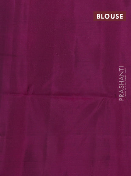 Kanchipuram soft silk saree peacock green and magenta pink with allover zari woven buttas and long zari woven border