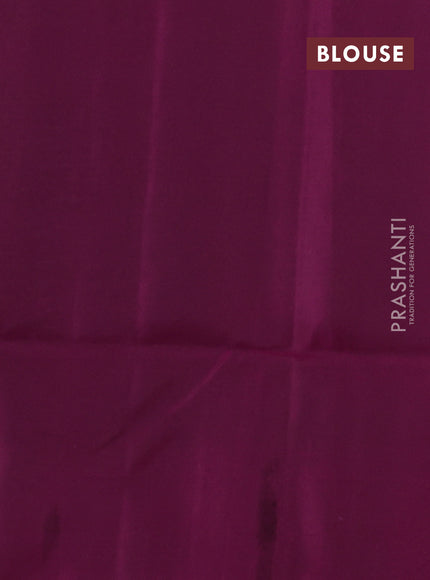Kanchipuram soft silk saree peacock green and magenta pink with allover zari woven buttas and long zari woven border
