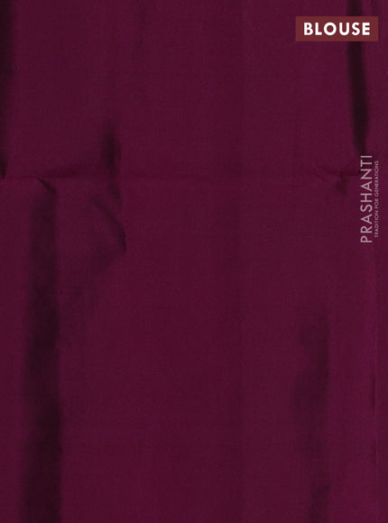 Kanchipuram soft silk saree peacock blue and magenta pink with allover zari woven buttas and long zari woven border